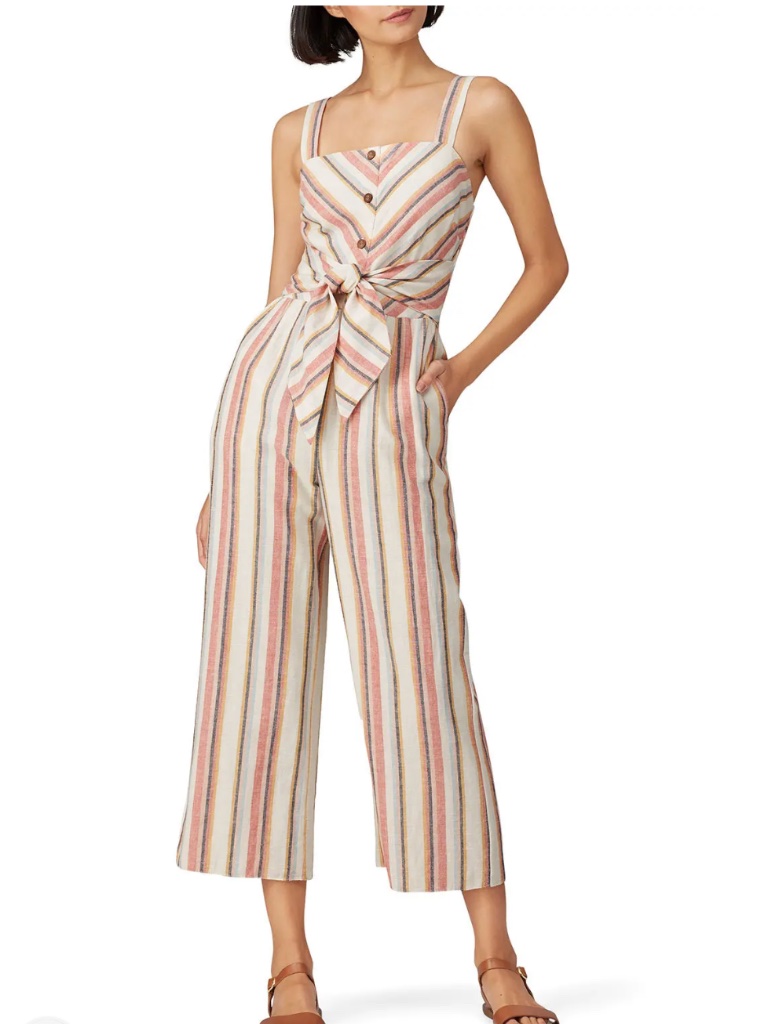Saylor Ilhan Cotton Pastel Stripped Lightweight Summer Jumpsuit Size Small